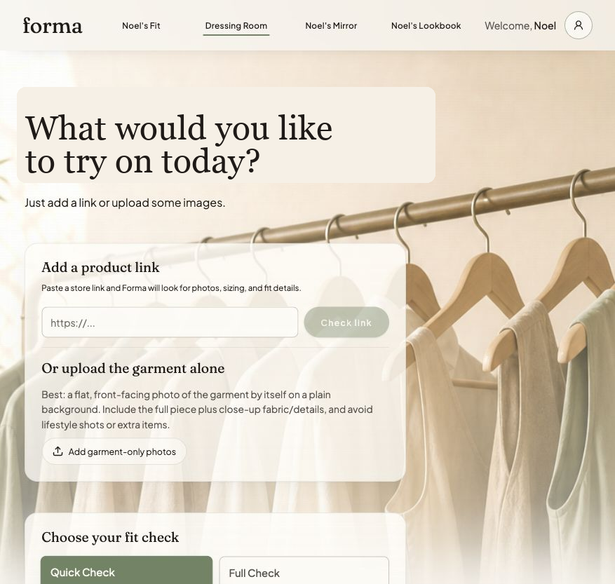 Forma web app Dressing Room screenshot